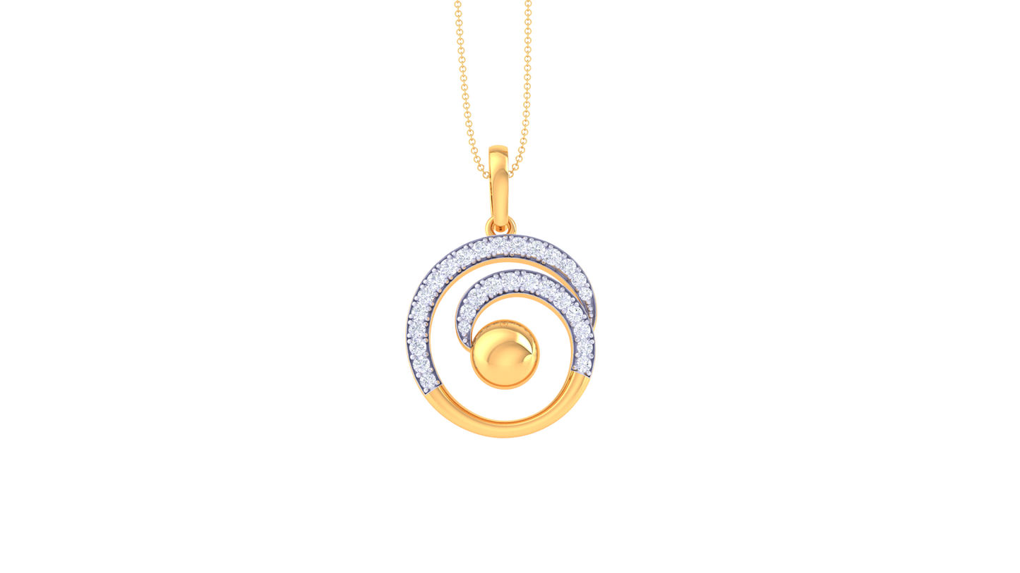Celestial Grace Golden Pendent – 0.38 Ct Brilliant Diamonds In Concentric Sparkle