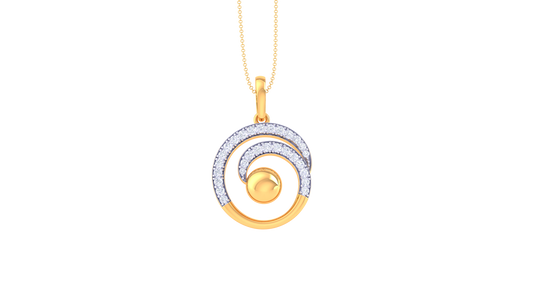 Celestial Grace Golden Pendent – 0.38 Ct Brilliant Diamonds In Concentric Sparkle