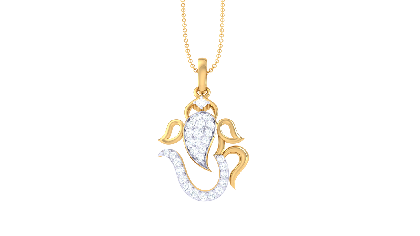 Spiritual Ganesha Gold Pendant - 0.17 Ct Sparking Diamonds