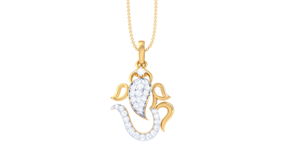 Spiritual Ganesha Gold Pendant - 0.17 Ct Sparking Diamonds