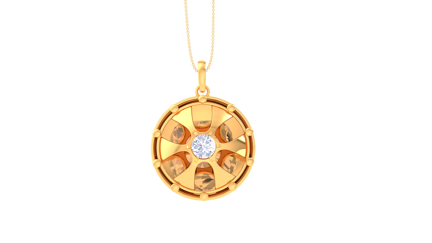 Radiant Bloom Pendant In Yellow Gold - 0.59 Ct Brilliant Round Diamond
