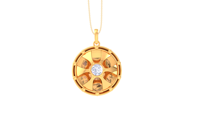 Radiant Bloom Pendant In Yellow Gold - 0.59 Ct Brilliant Round Diamond