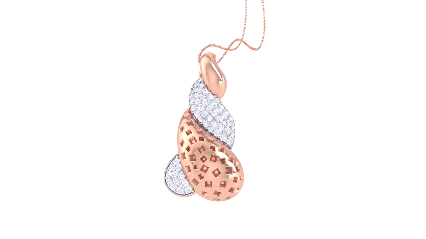 Twist Of Elegannce Pendent In Rose Gold - 0.52 Ct Round Cut Diamonds
