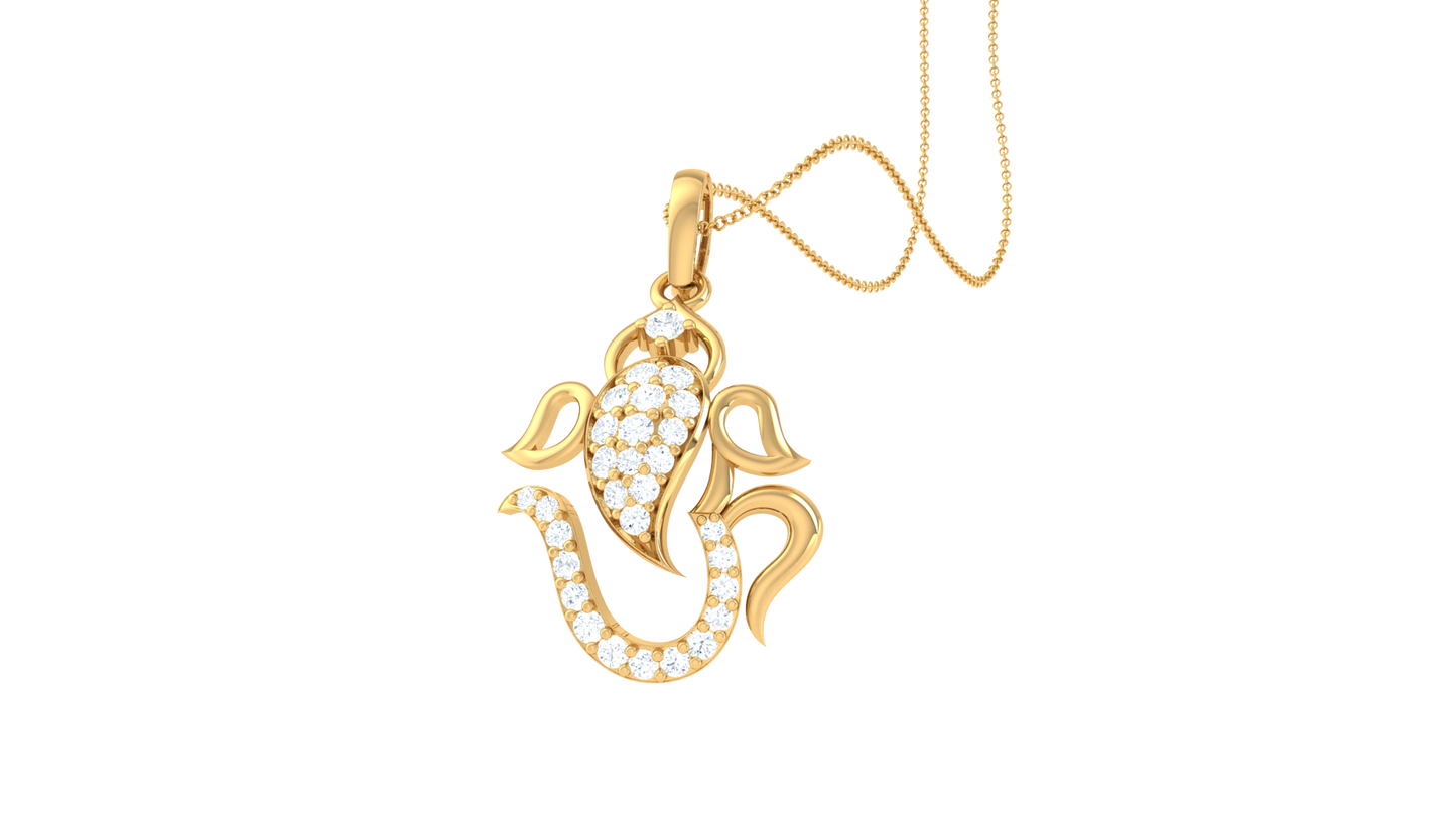 Spiritual Ganesha Gold Pendant - 0.17 Ct Sparking Diamonds