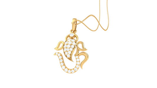Spiritual Ganesha Gold Pendant - 0.17 Ct Sparking Diamonds