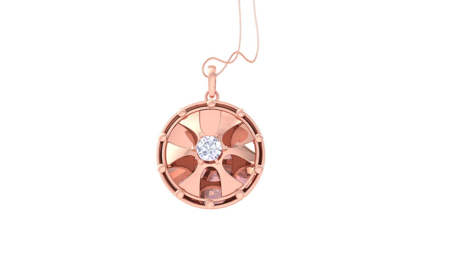 Radiant Bloom Pendant In Yellow Gold - 0.59 Ct Brilliant Round Diamond