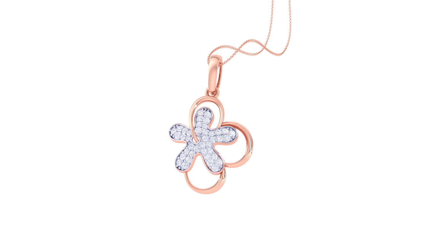 Twinkling Flower Diamond Pendent In Gold - 0.25 Ct