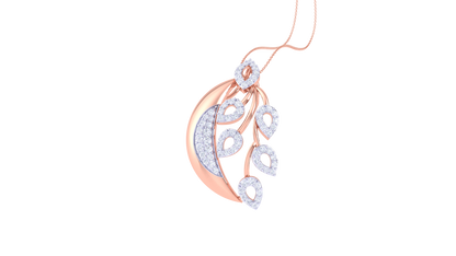 Whispering Leaves Cluster Pendent In Gold - 0.60 Ct Round Cut Diamonds