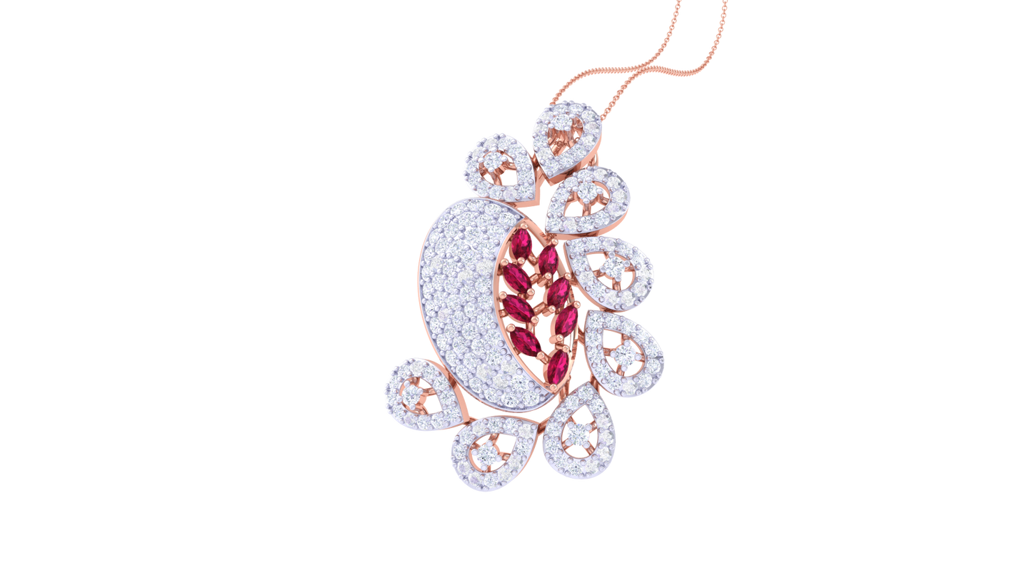 Celestial Petals Diamond Stud Pendent - 1.55 Ct