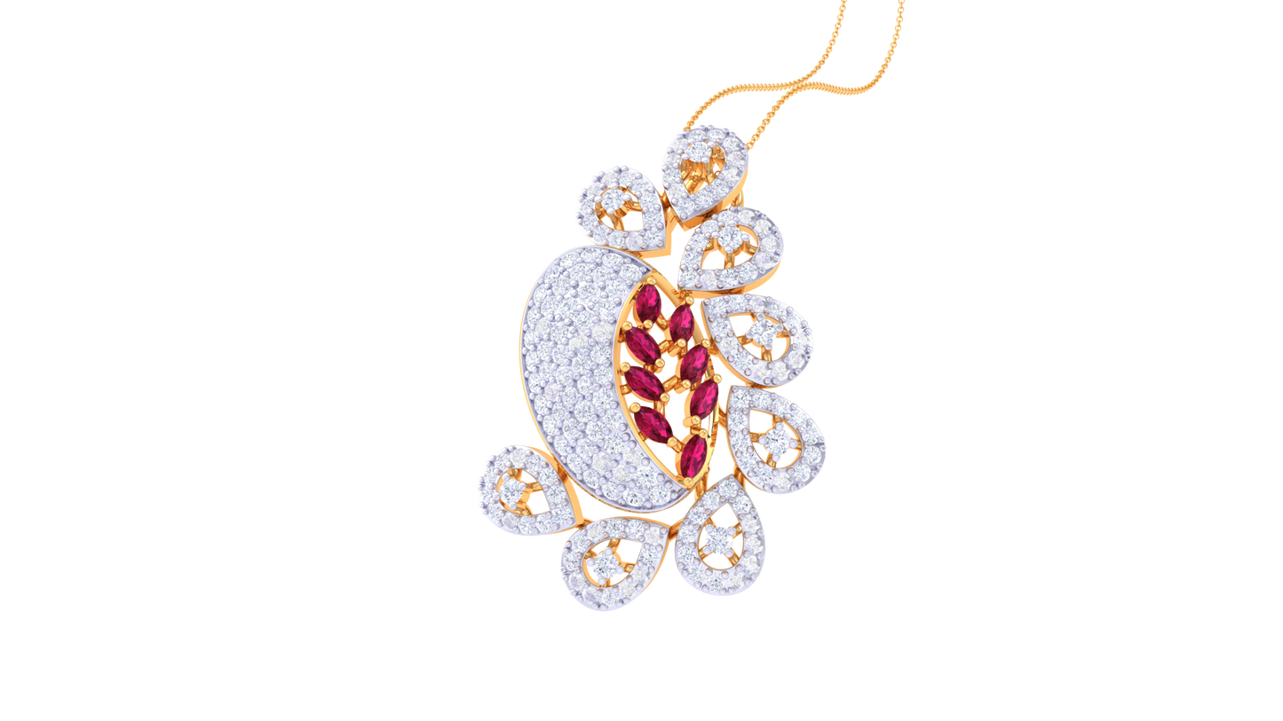 Celestial Petals Diamond Stud Pendent - 1.55 Ct