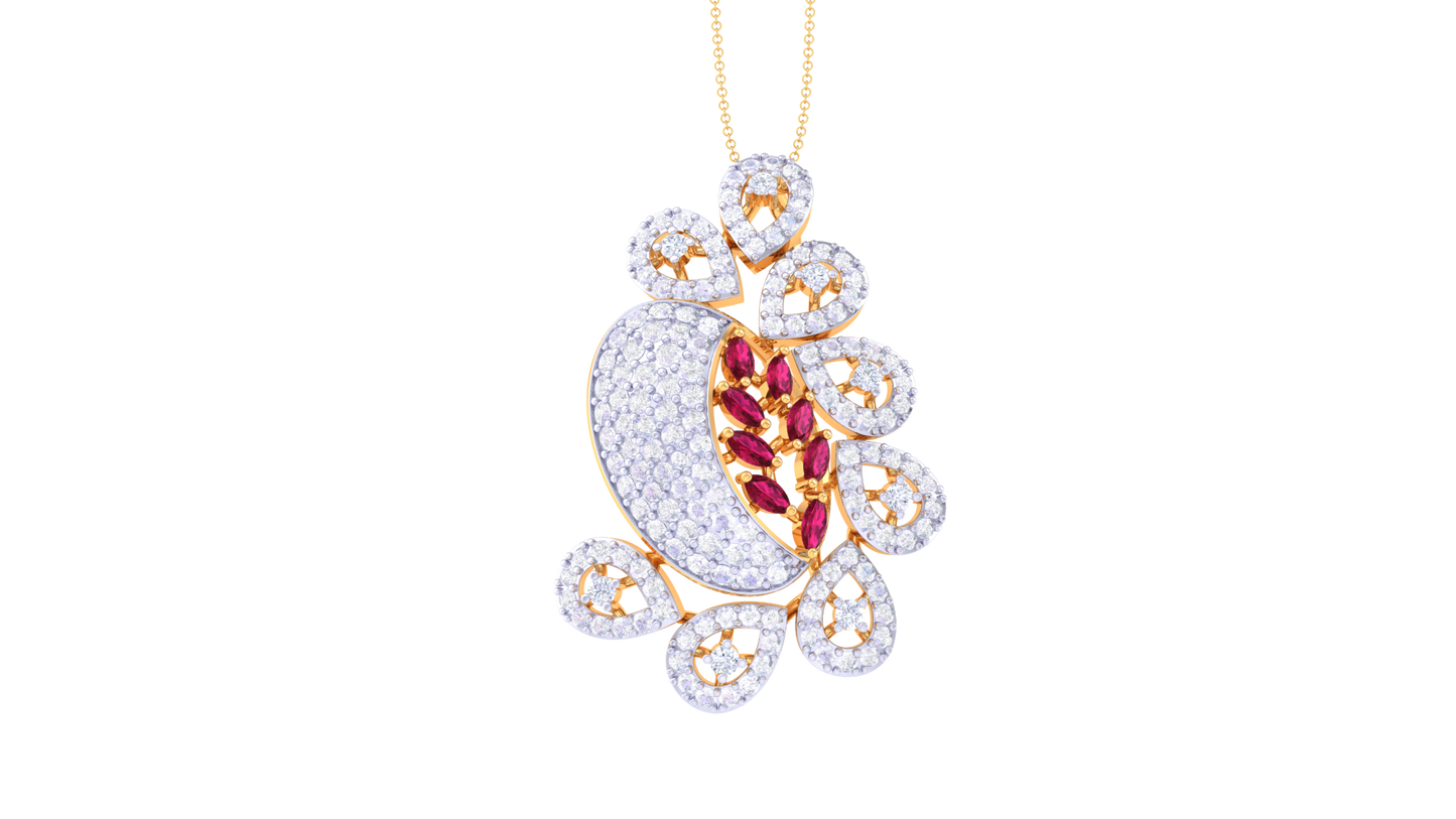 Celestial Petals Diamond Stud Pendent - 1.55 Ct