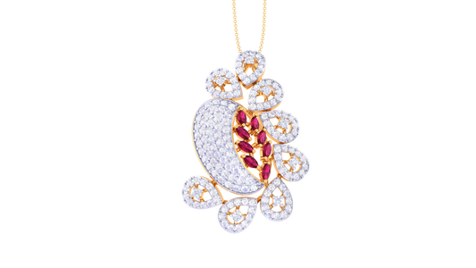 Celestial Petals Diamond Stud Pendent - 1.55 Ct