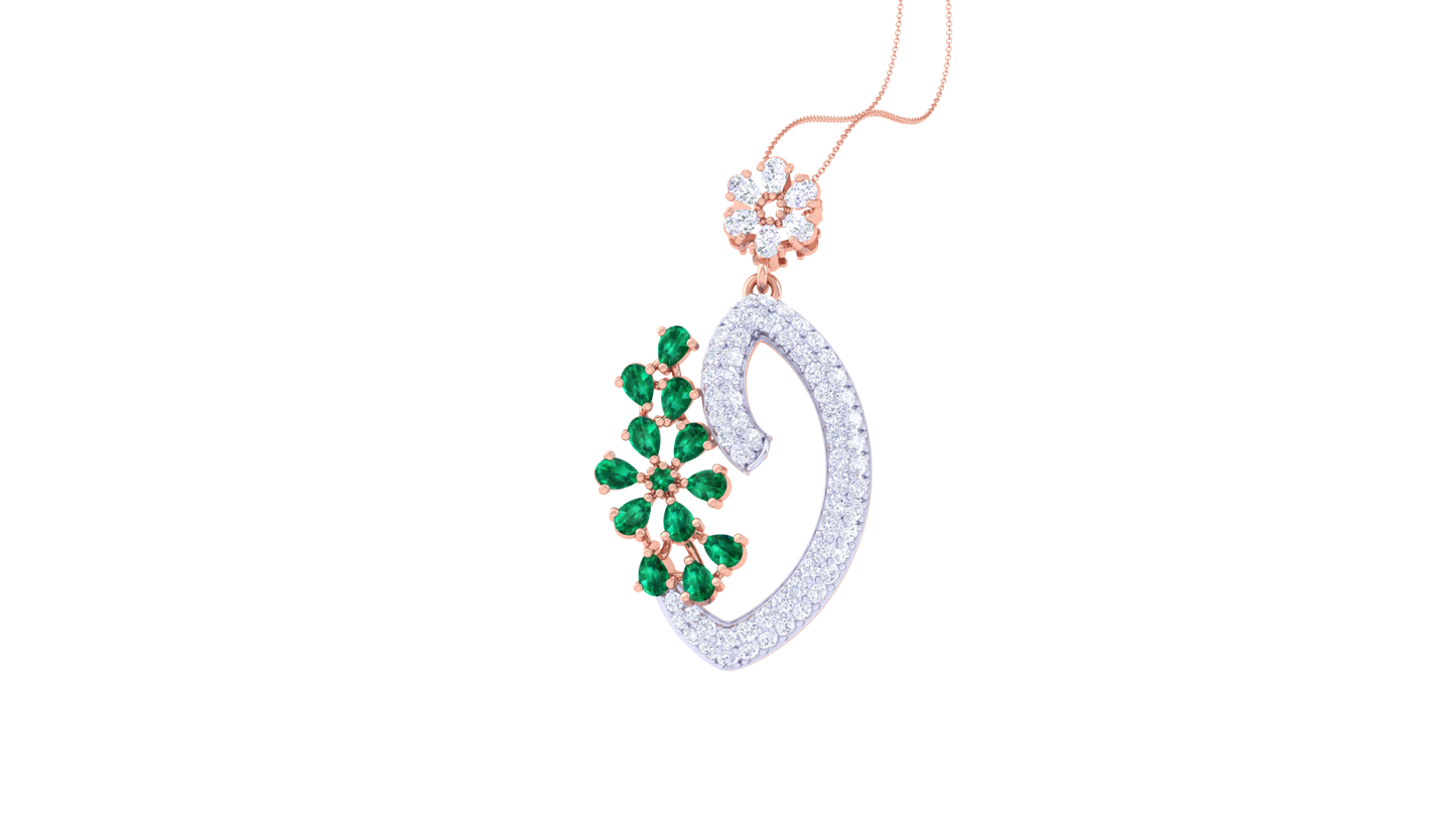 Marquise Heart Pendent In Gold - 0.88 Ct Round Diamonds with Sweeping Love