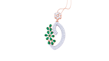 Marquise Heart Pendent In Gold - 0.88 Ct Round Diamonds with Sweeping Love