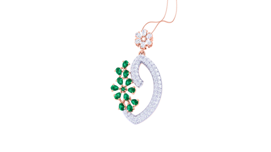 Marquise Heart Pendent In Gold - 0.88 Ct Round Diamonds with Sweeping Love