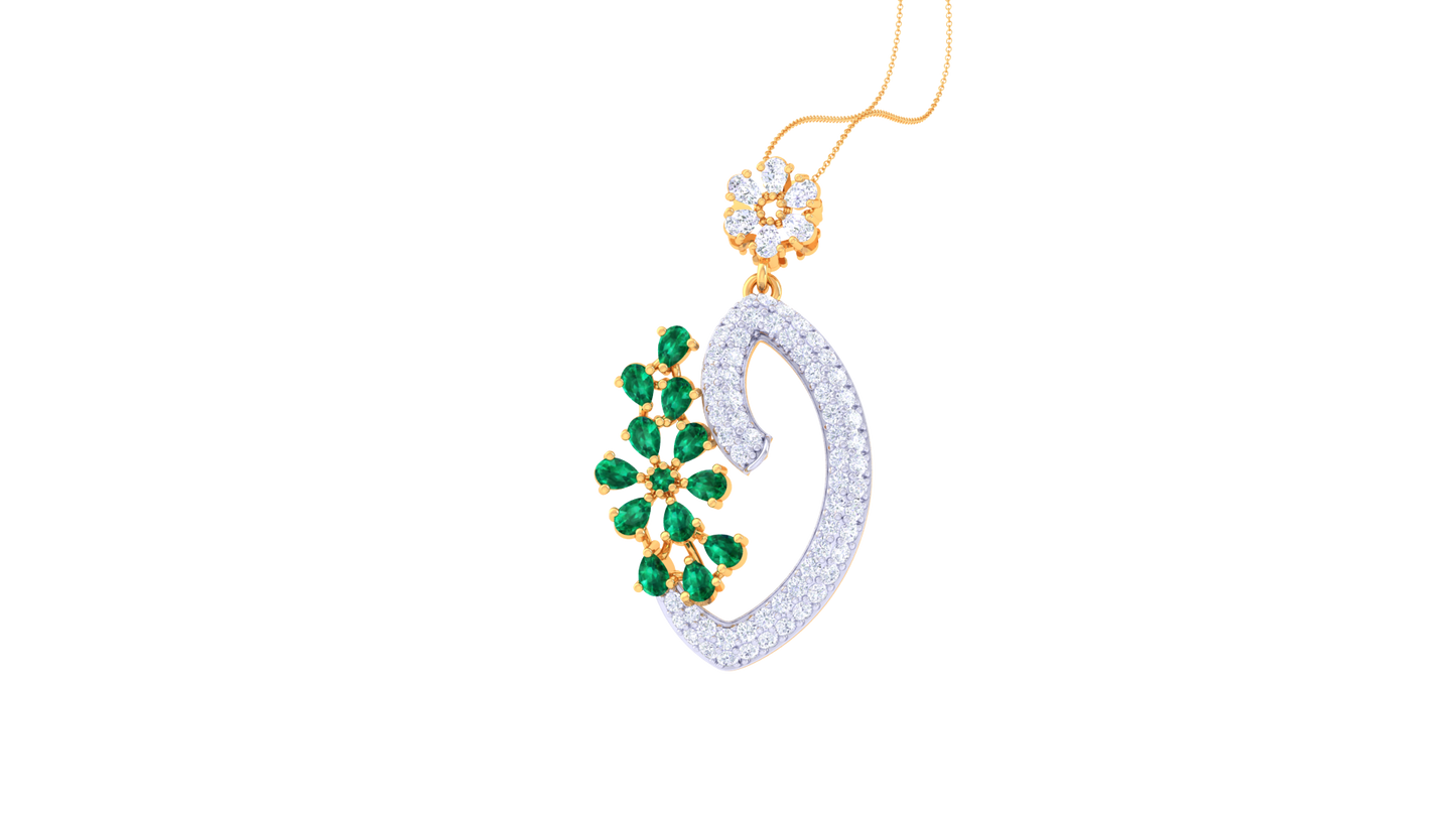 Marquise Heart Pendent In Gold - 0.88 Ct Round Diamonds with Sweeping Love