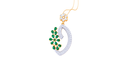 Marquise Heart Pendent In Gold - 0.88 Ct Round Diamonds with Sweeping Love