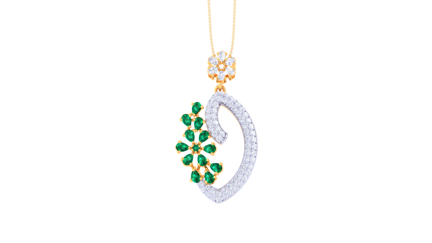 Marquise Heart Pendent In Gold - 0.88 Ct Round Diamonds with Sweeping Love