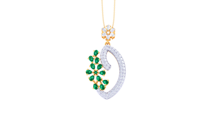 Marquise Heart Pendent In Gold - 0.88 Ct Round Diamonds with Sweeping Love