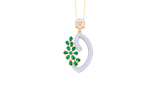 Marquise Heart Pendent In Gold - 0.88 Ct Round Diamonds with Sweeping Love