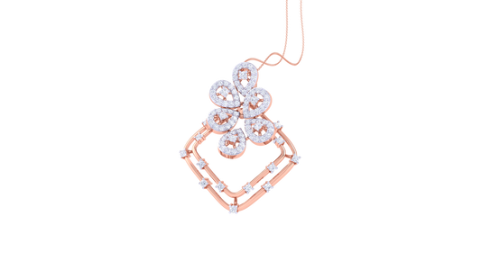 0.85 Ct - Floral Tilt Diamond Pendent In Gold
