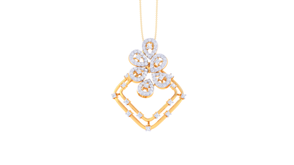 0.85 Ct - Floral Tilt Diamond Pendent In Gold