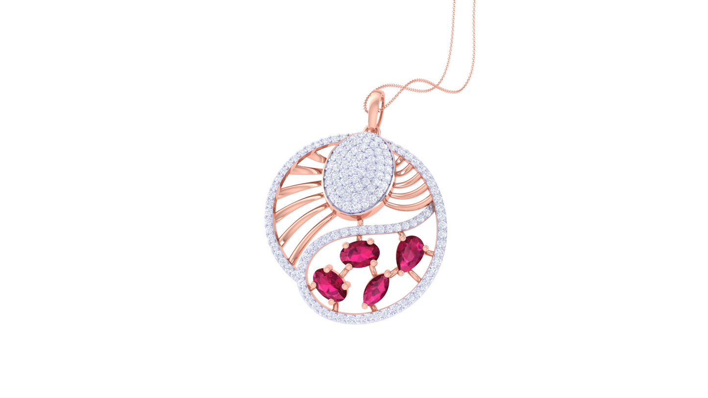 Signature Sparkle halo Diamond Pendent In gold - 1.39 Ct Brilliant Round Cut