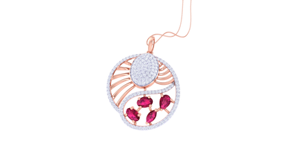 Signature Sparkle halo Diamond Pendent In gold - 1.39 Ct Brilliant Round Cut