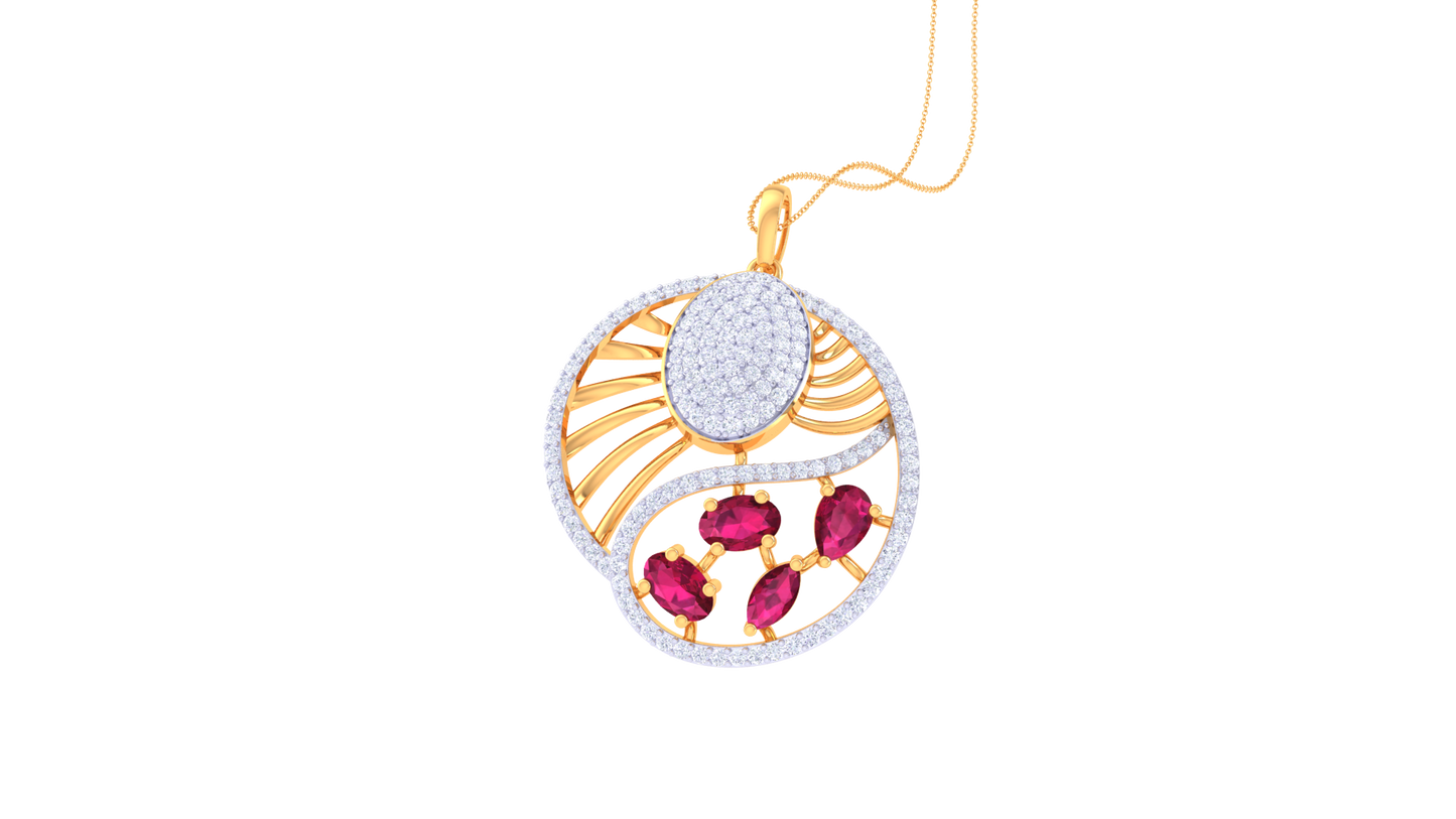 Signature Sparkle halo Diamond Pendent In gold - 1.39 Ct Brilliant Round Cut