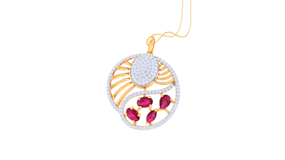 Signature Sparkle halo Diamond Pendent In gold - 1.39 Ct Brilliant Round Cut