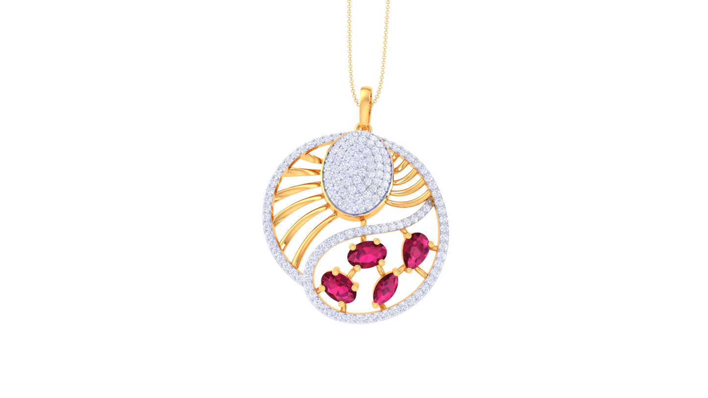 Signature Sparkle halo Diamond Pendent In gold - 1.39 Ct Brilliant Round Cut