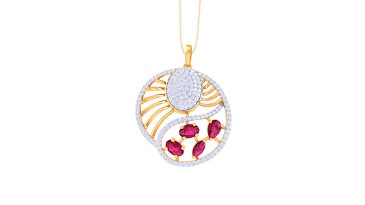 Signature Sparkle halo Diamond Pendent In gold - 1.39 Ct Brilliant Round Cut