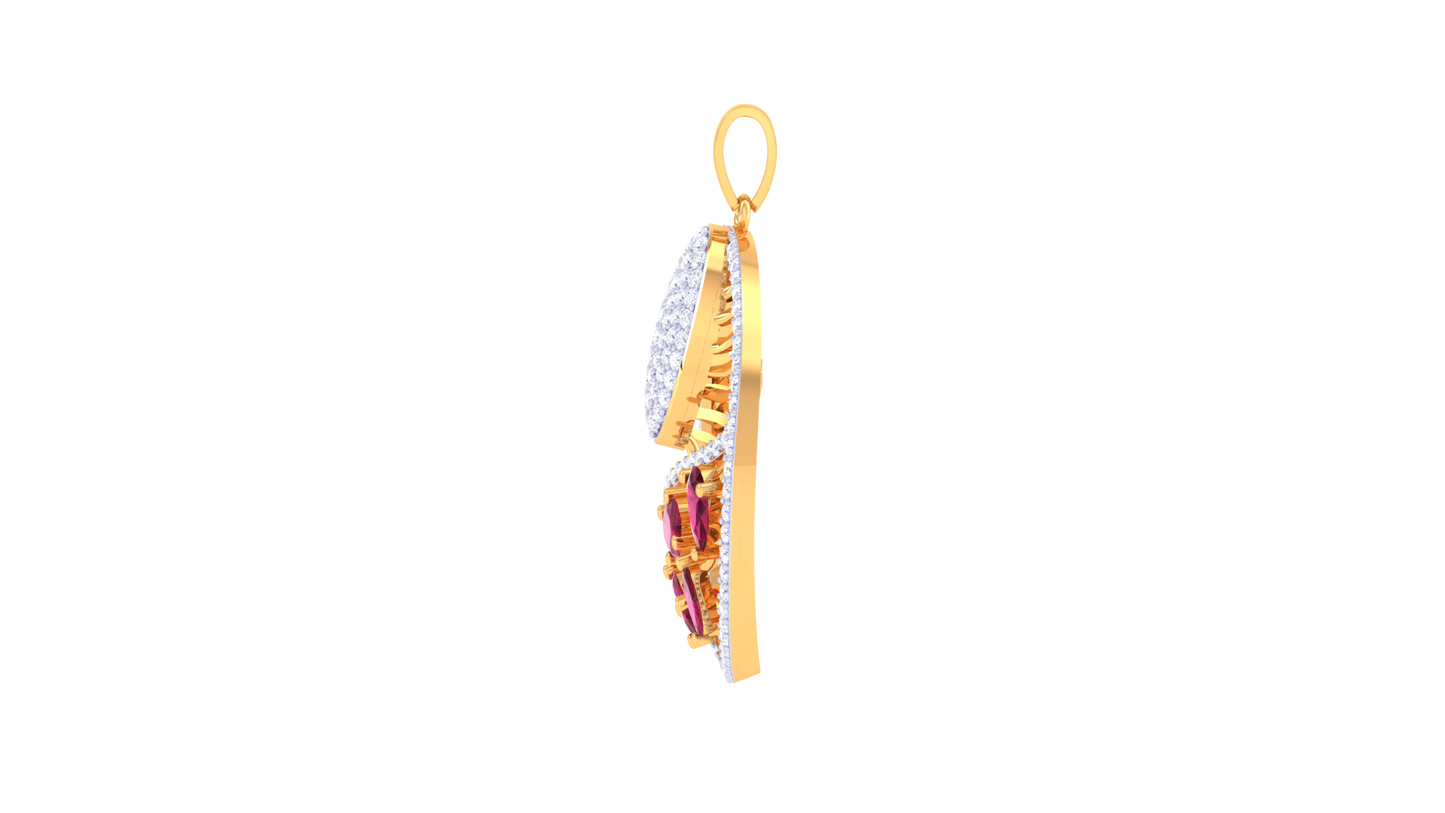 Signature Sparkle halo Diamond Pendent In gold - 1.39 Ct Brilliant Round Cut