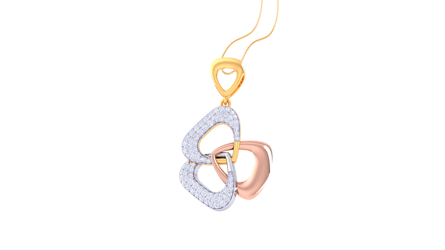Intertwined Hearts Pendent In Yellow Gold - 0.81 Round Diamonds