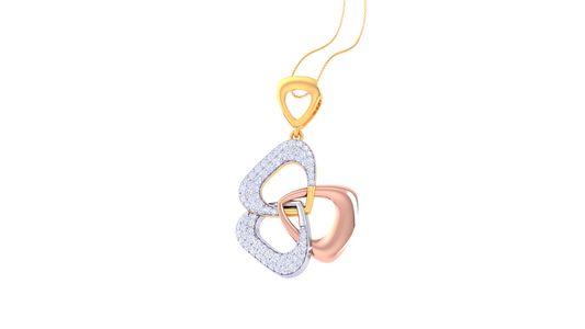 Intertwined Hearts Pendent In Yellow Gold - 0.81 Round Diamonds