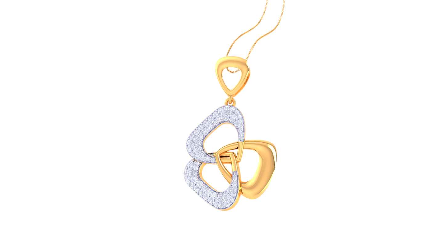Intertwined Hearts Pendent In Yellow Gold - 0.81 Round Diamonds