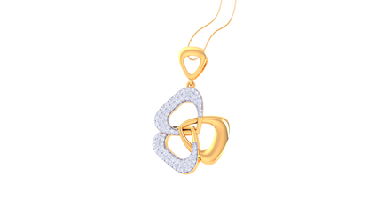 Intertwined Hearts Pendent In Yellow Gold - 0.81 Round Diamonds