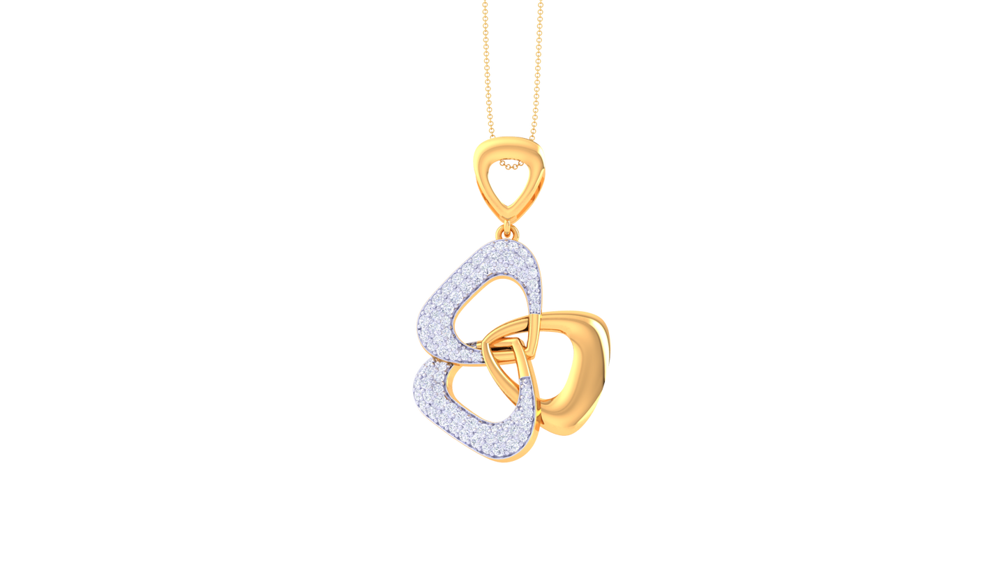 Intertwined Hearts Pendent In Yellow Gold - 0.81 Round Diamonds