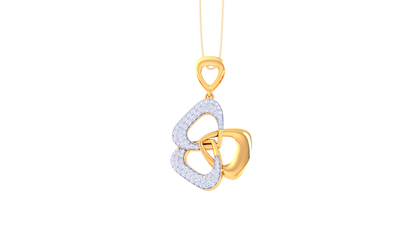 Intertwined Hearts Pendent In Yellow Gold - 0.81 Round Diamonds