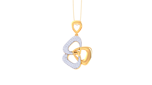 Intertwined Hearts Pendent In Yellow Gold - 0.81 Round Diamonds