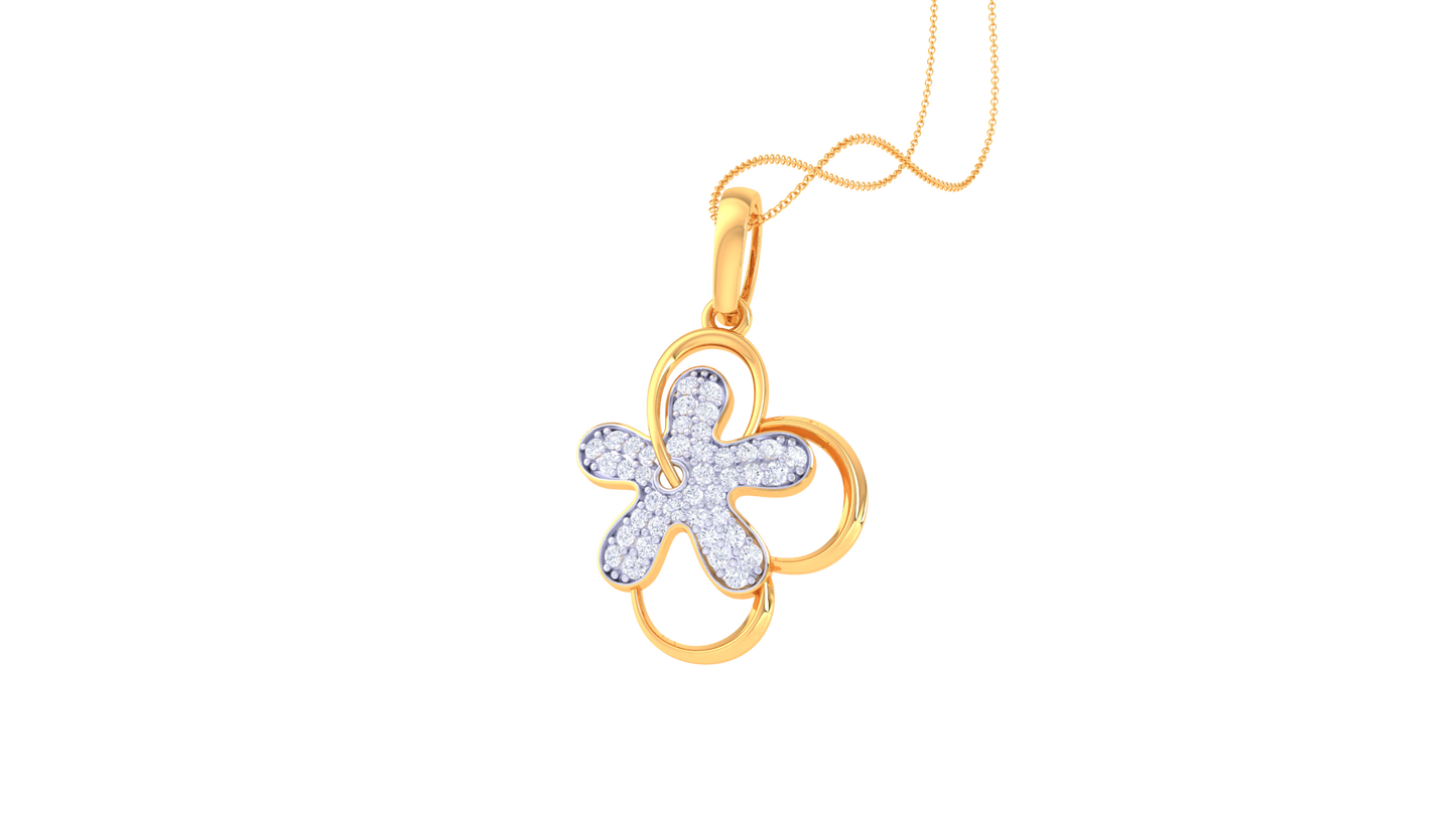 Twinkling Flower Diamond Pendent In Gold - 0.25 Ct