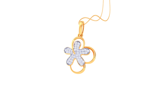 Twinkling Flower Diamond Pendent In Gold - 0.25 Ct