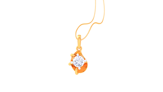 Tear Drop Solitaire Pendant In Gold – 0.59 Ct Round Diamond