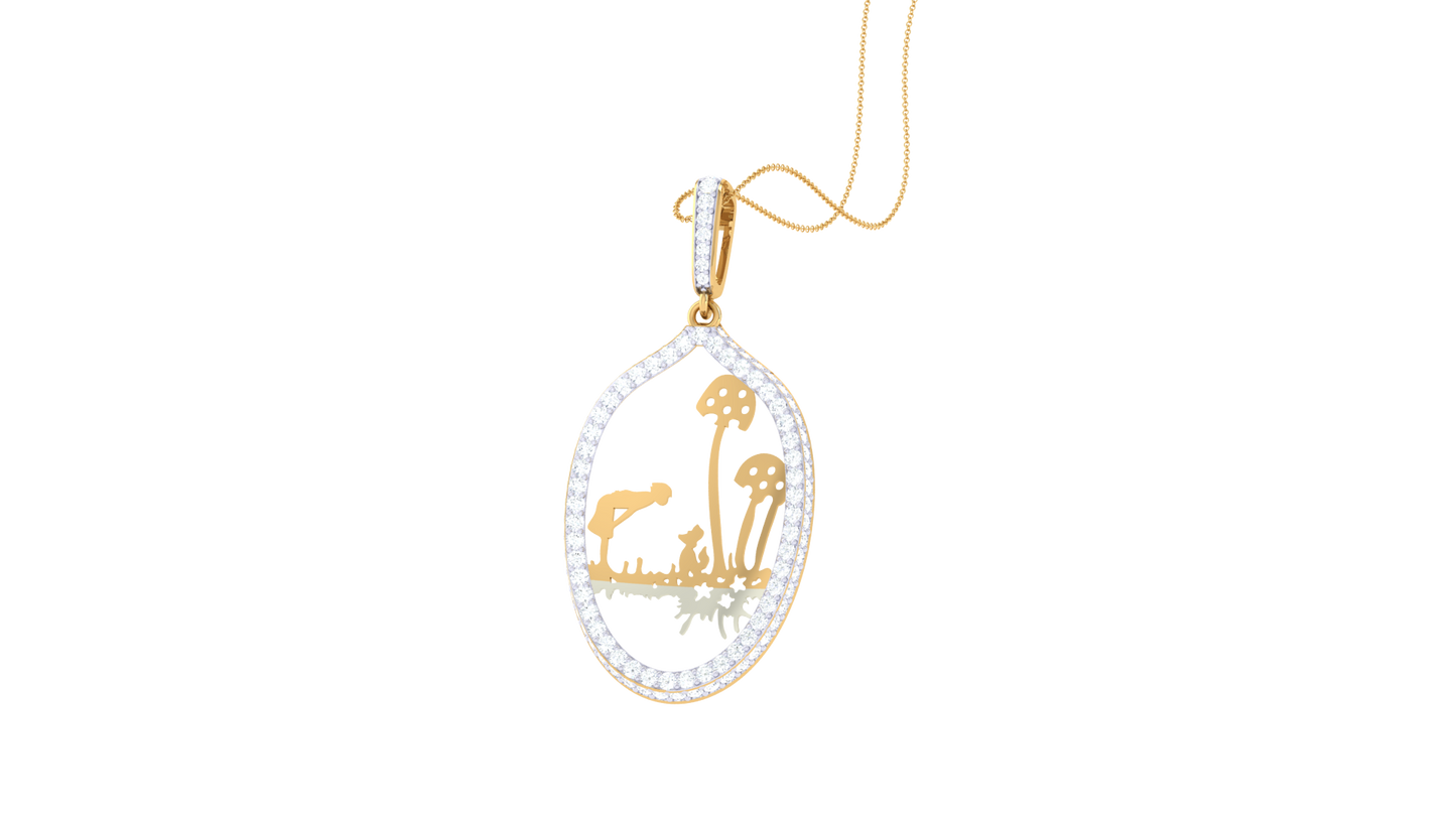 Natures Elegance Gold Pendant - 0.81 Ct Sparking Diamonds