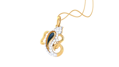 Artistic Ganpati Gold Pendant - 0.20 Ct Dazzling Diamonds