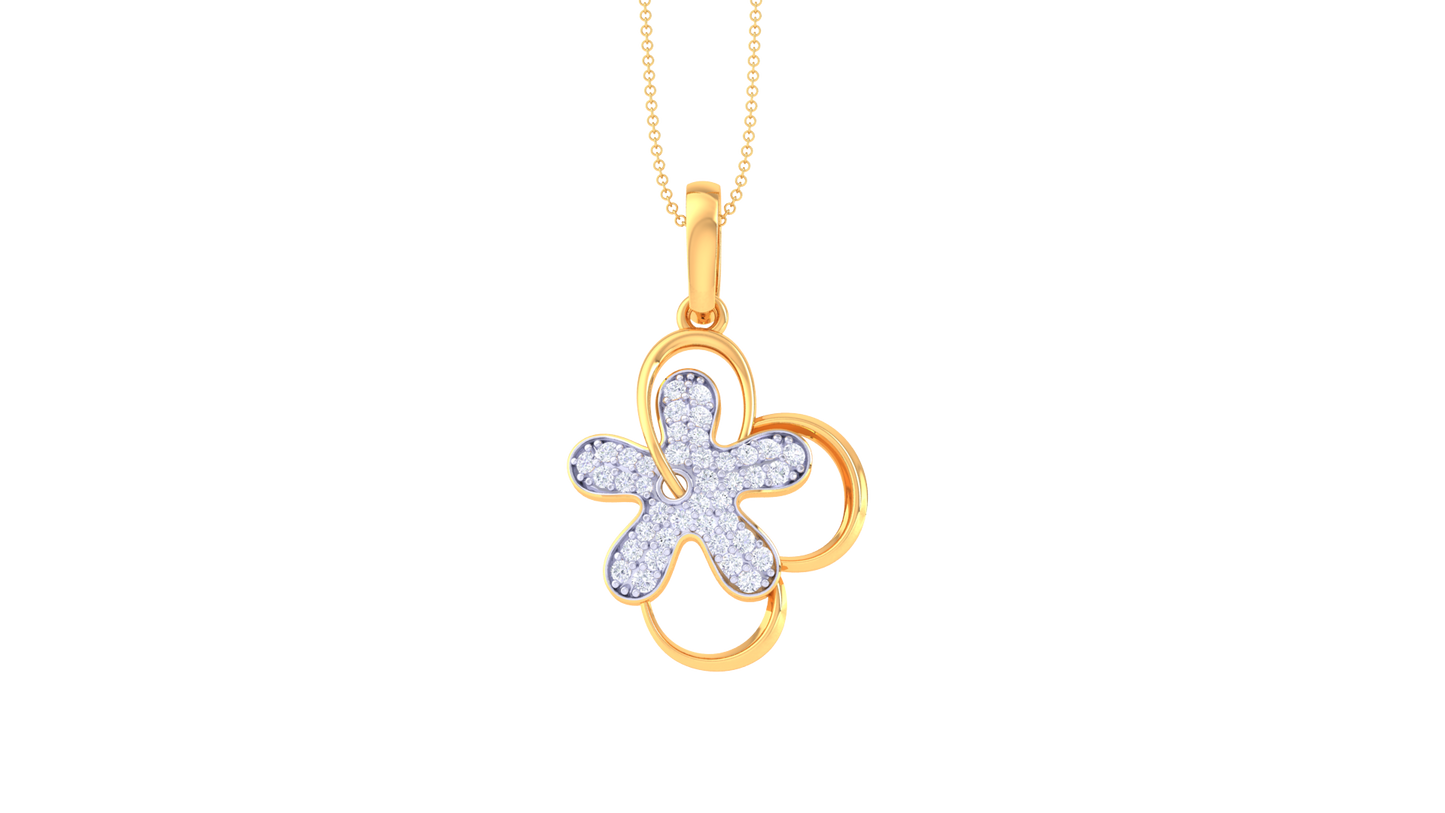 Twinkling Flower Diamond Pendent In Gold - 0.25 Ct