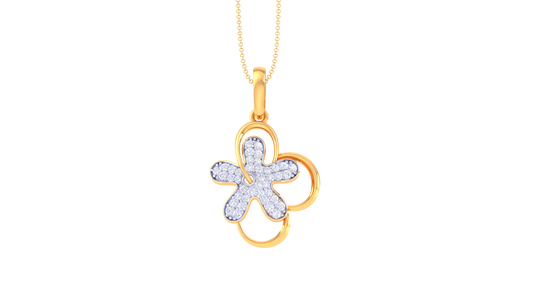 Twinkling Flower Diamond Pendent In Gold - 0.25 Ct