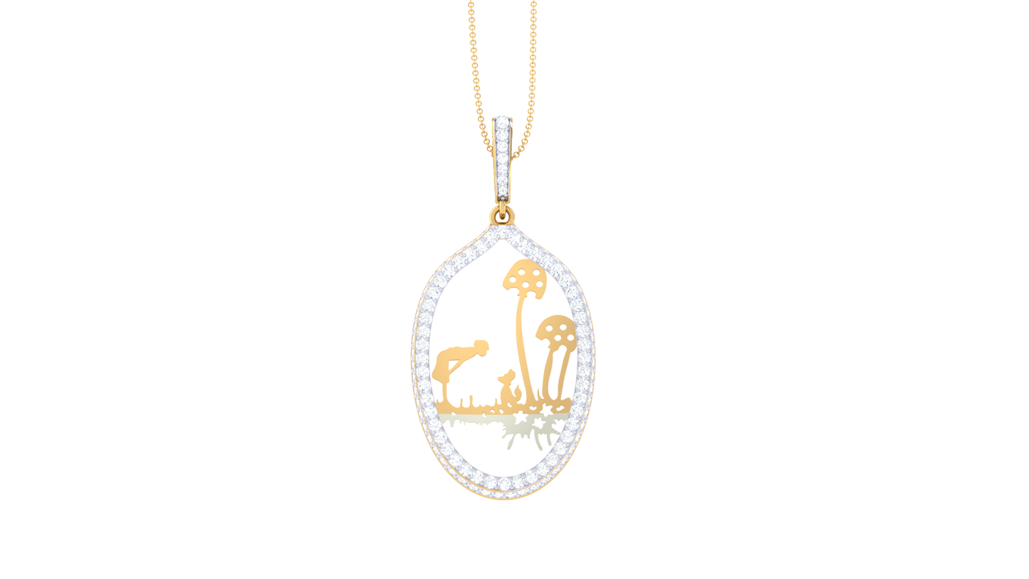 Natures Elegance Gold Pendant - 0.81 Ct Sparking Diamonds
