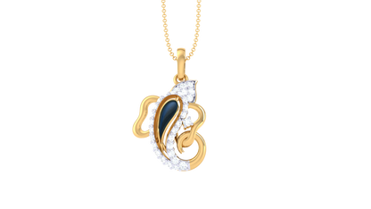 Artistic Ganpati Gold Pendant - 0.20 Ct Dazzling Diamonds