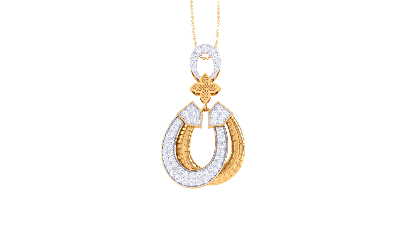 Delicate Floral Lustrous Gold Pendent - 0.52 Ct Sparking Round Diamonds